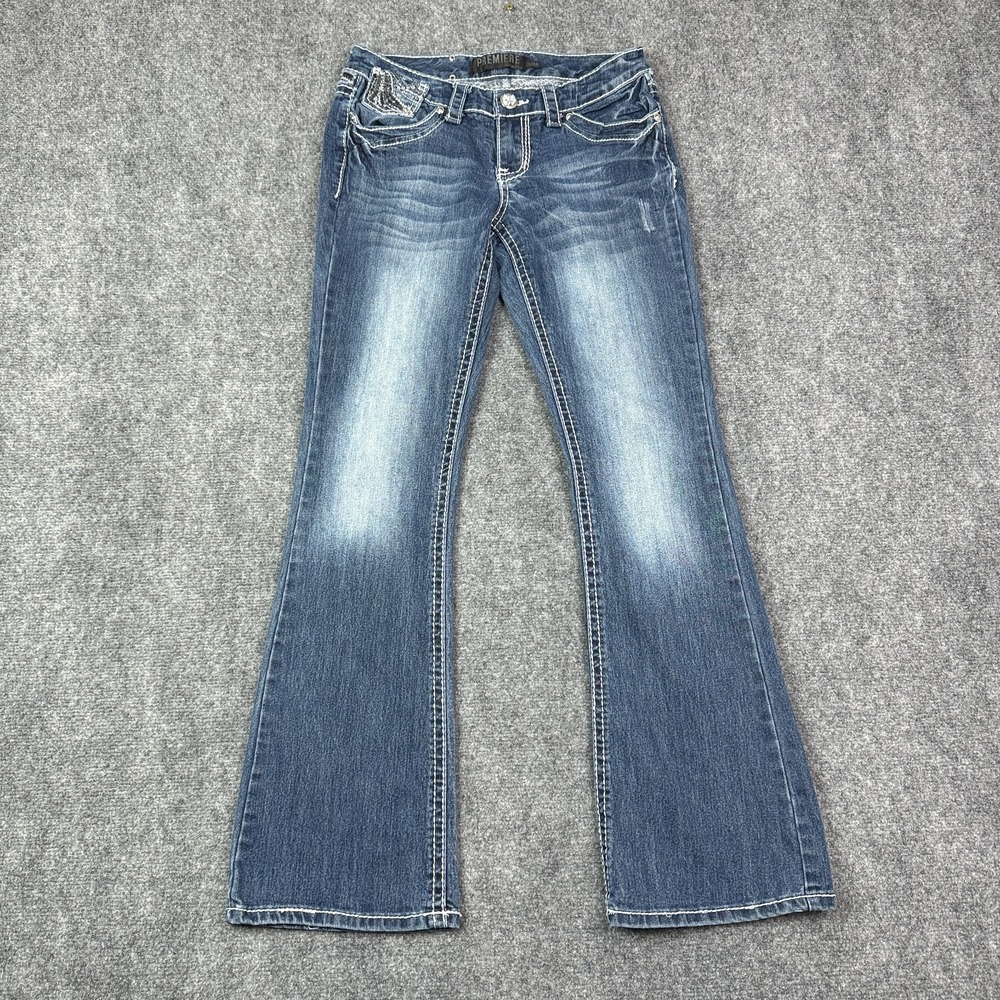 Premiere by Rue21 Jeans Womens 7/8 Curvy Bootcut Low Rise Stretch Embellished